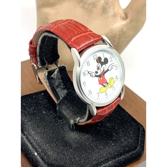 Disney Mickey Mouse Women\'s Watch White Dial 35mm Red Leather Band WDS000402 main image 11